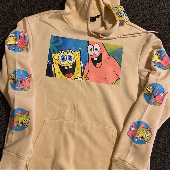 Spongebob Square pants NWT! tan hoodie - Picture 2 of 8